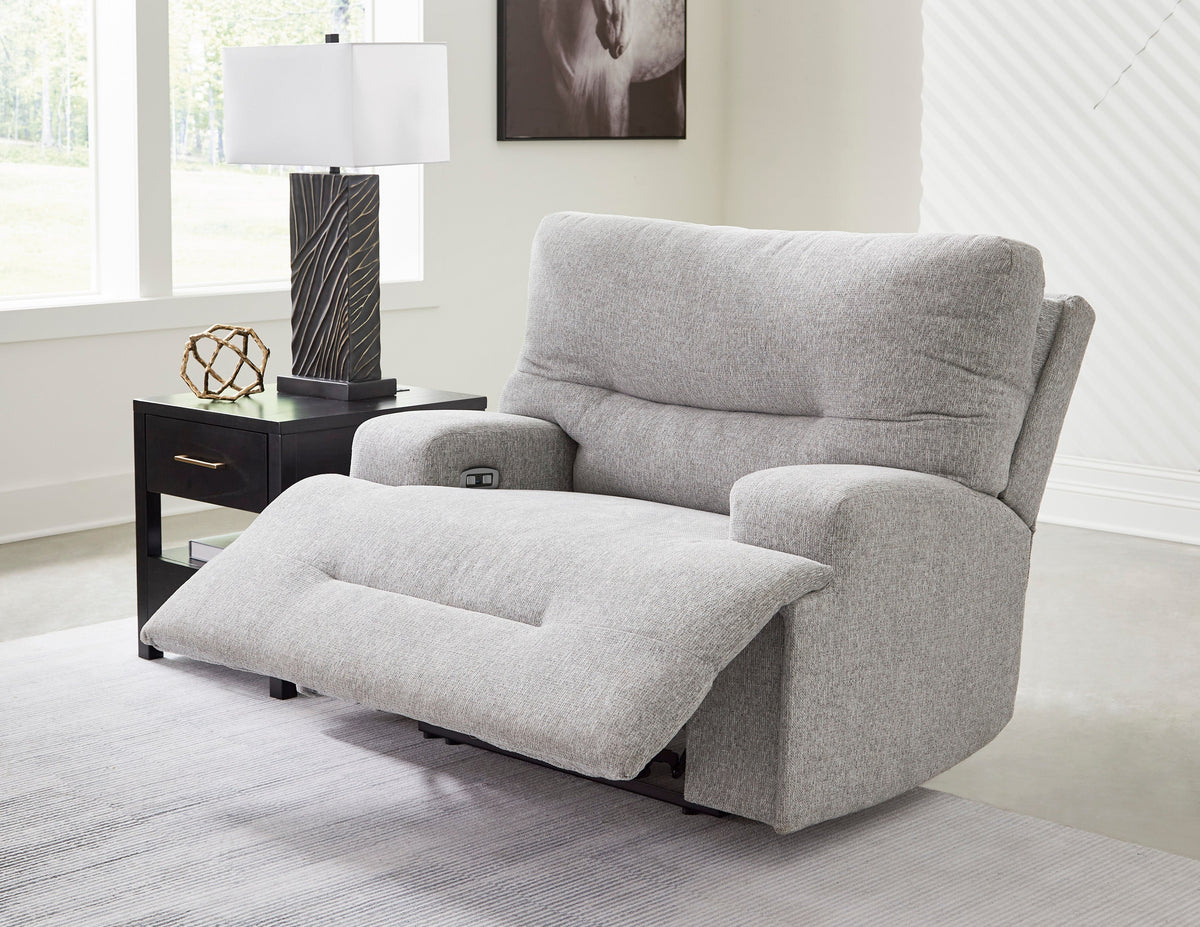 Acklen Place Pewter Power Recliner — Wide Seat & Power Headrest