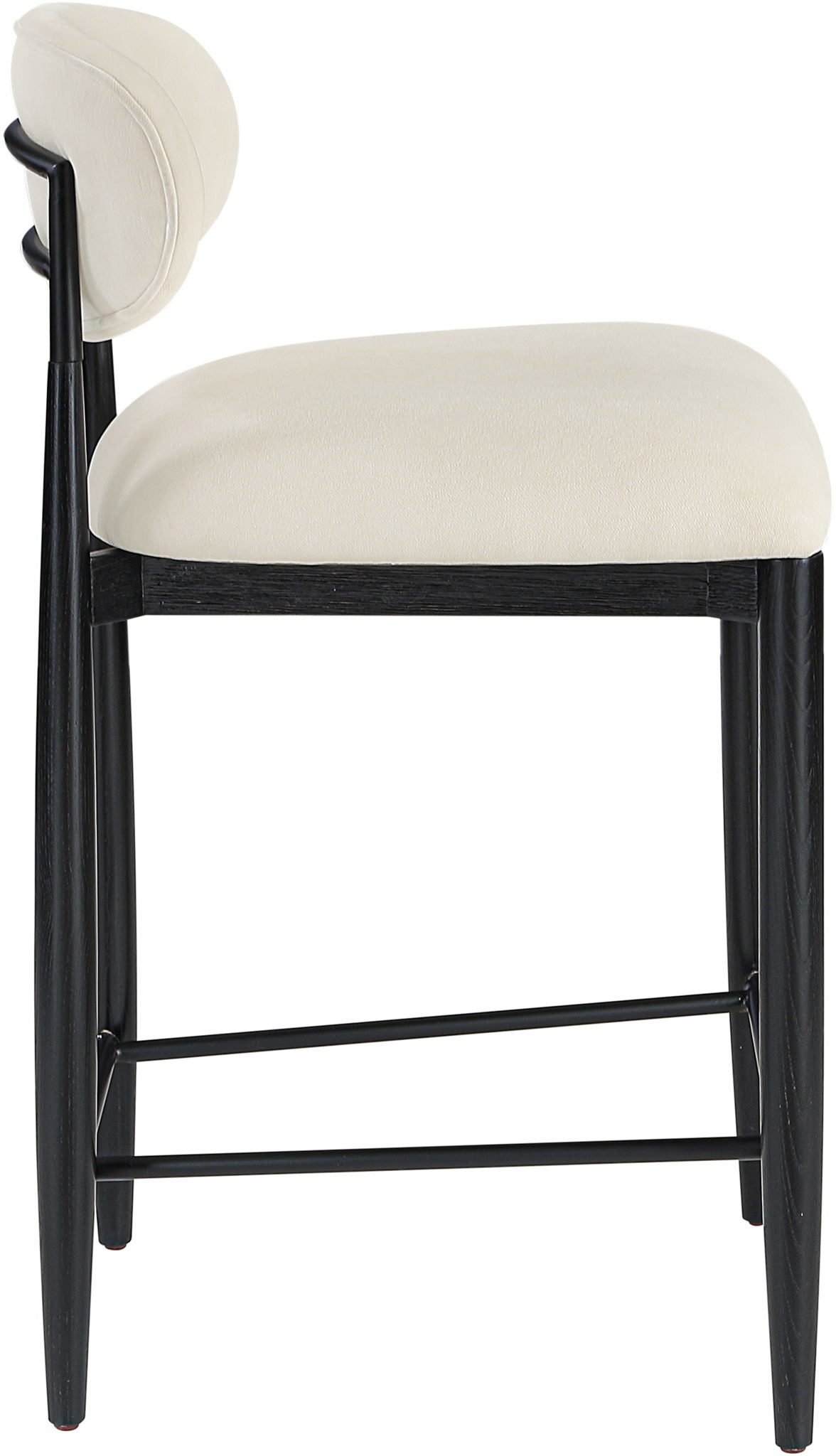 Riccio Fabric Counter Stool with Black Frame & Black Accents