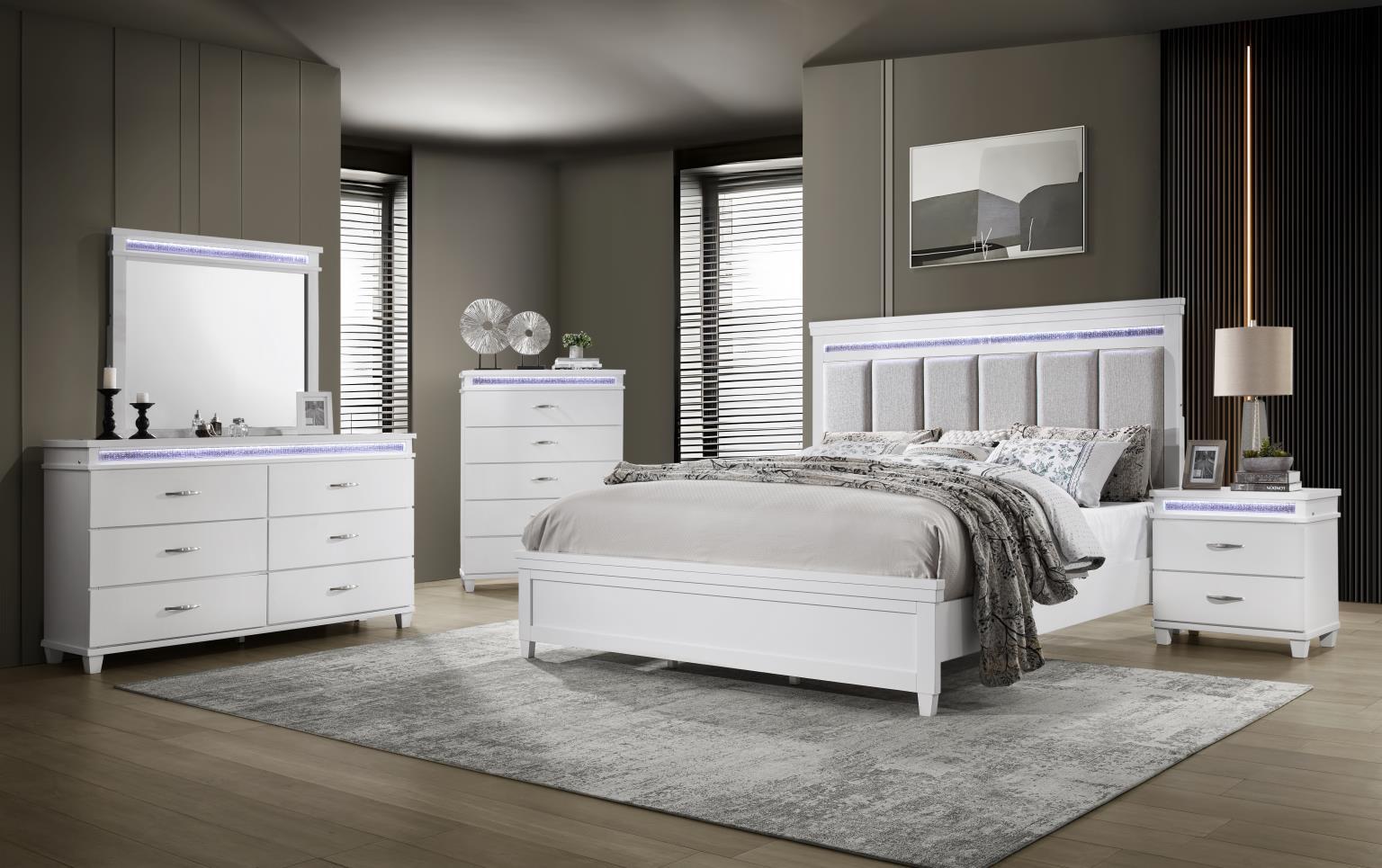 B230 White LED Bed — 87 in. wide