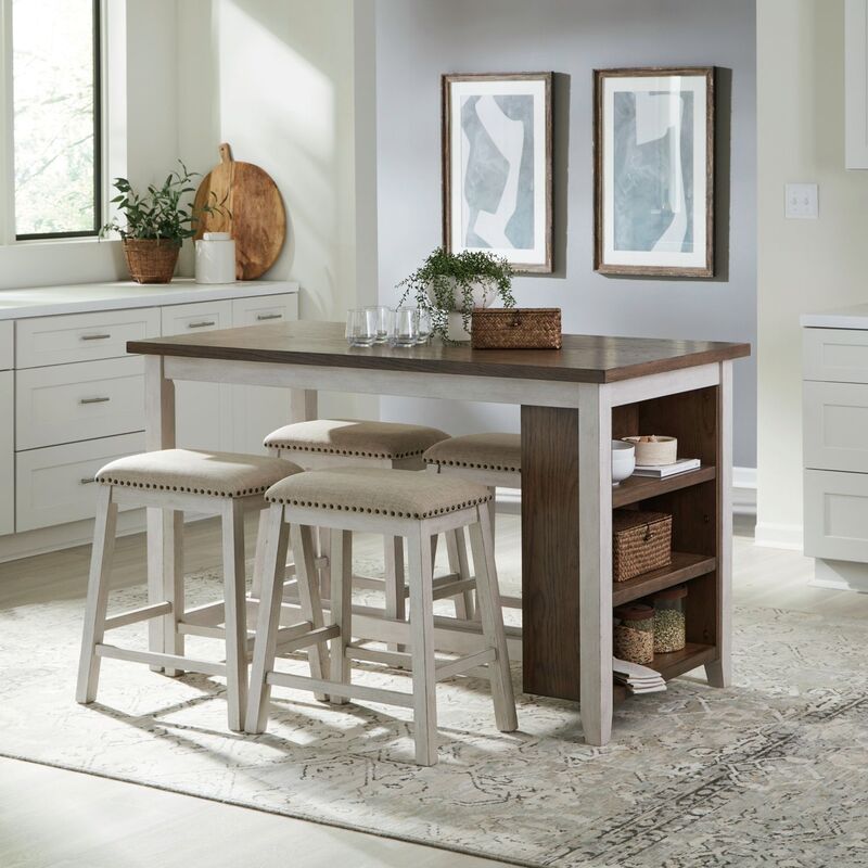 942 Two-Tone 5-Piece Dining Set — 60″ Table & 4 Chairs