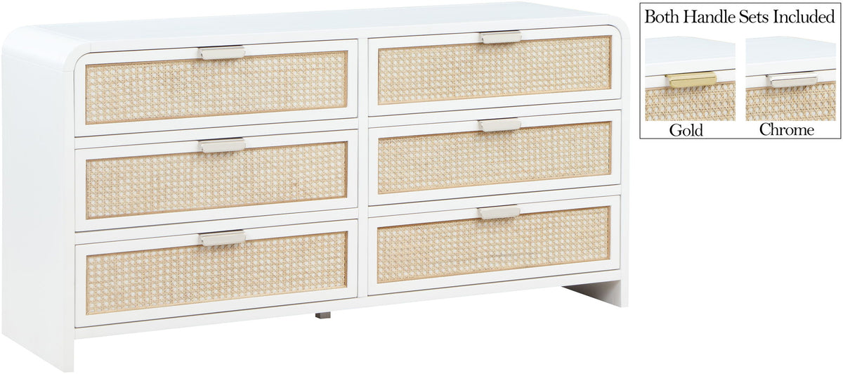 Sage Cane-Front Wood Dresser — White or Black