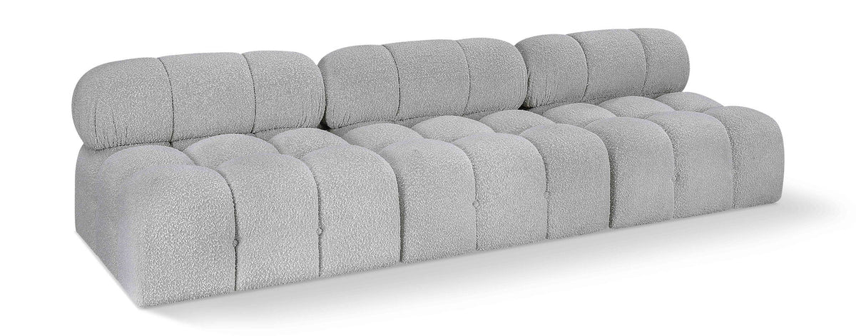 Ames Boucle Modular Sectional — 3-Piece Armless Sofa — Grey