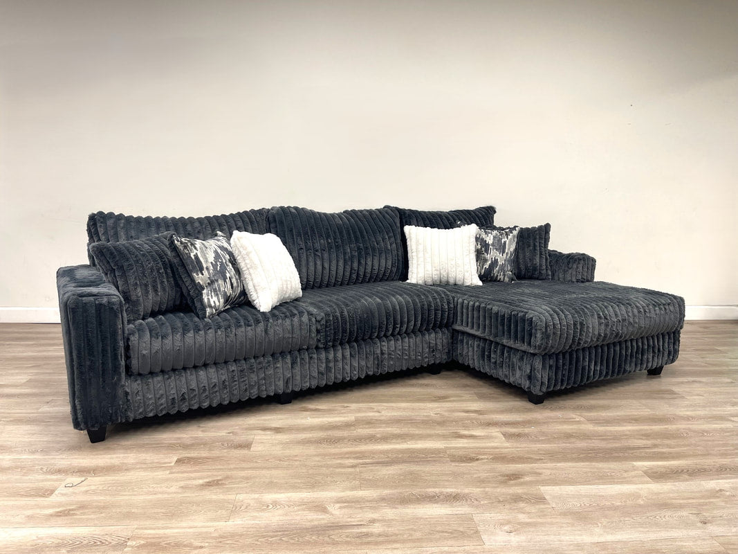 9500 Charcoal Oversized Sectional — Extra-Thick Cushions & Cupholders