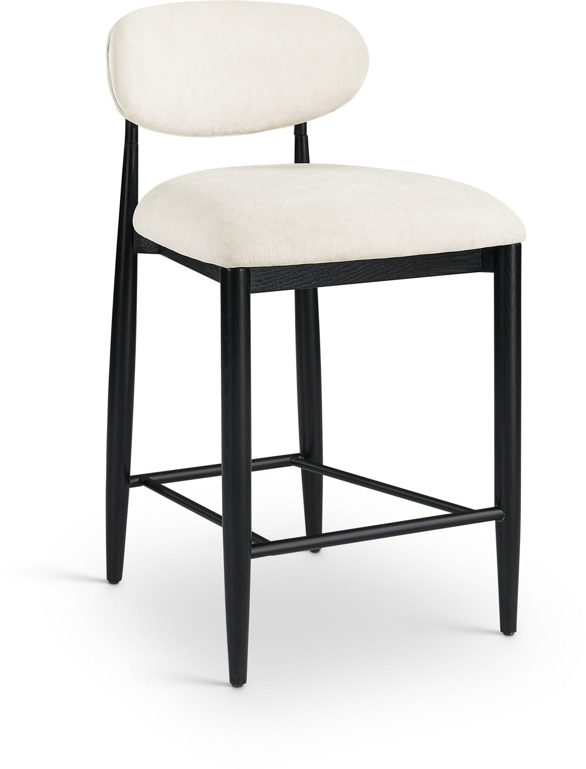Riccio Fabric Counter Stool with Black Frame & Black Accents