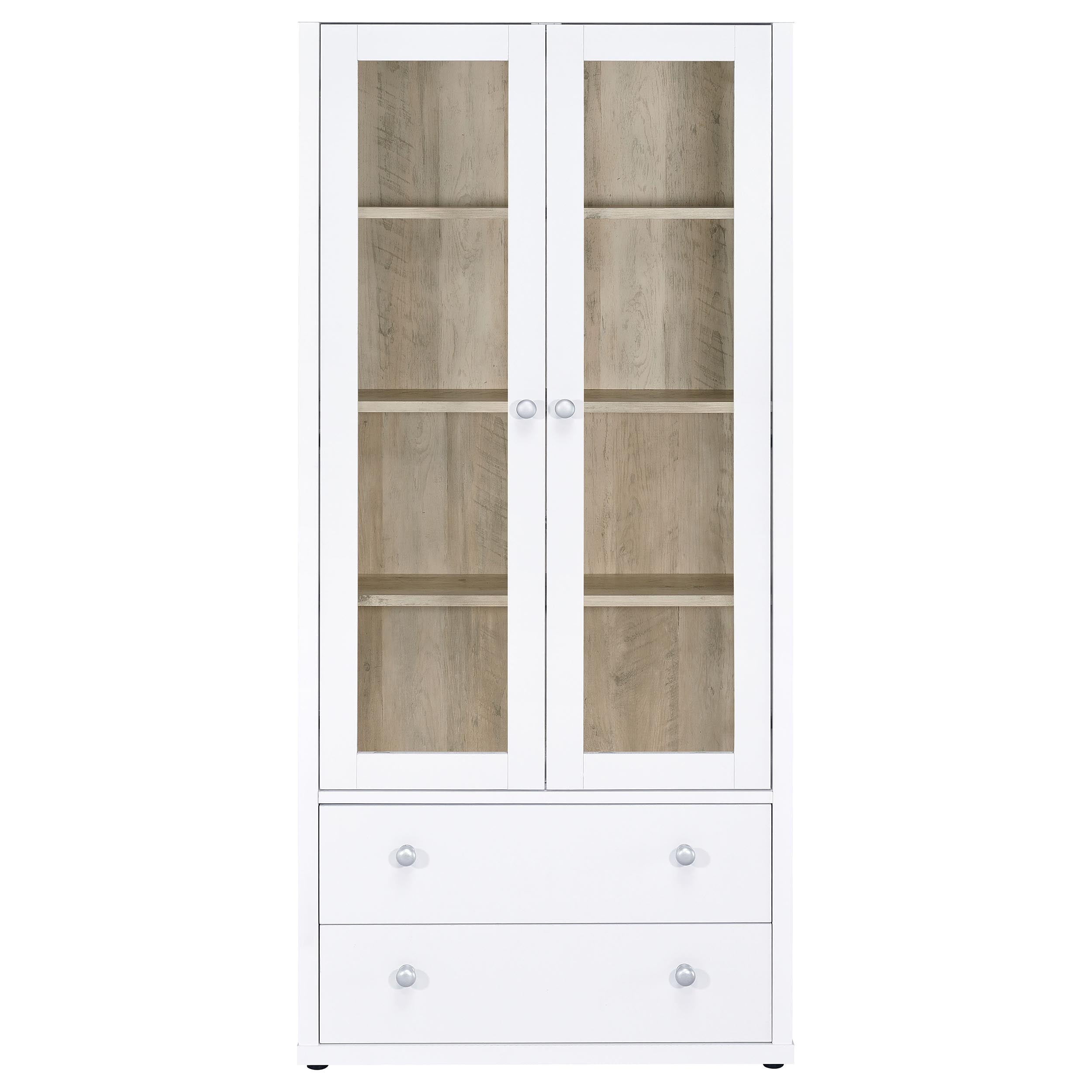 Hawthorne 4-shelf Glass Door Tall Cabinet with Drawers
