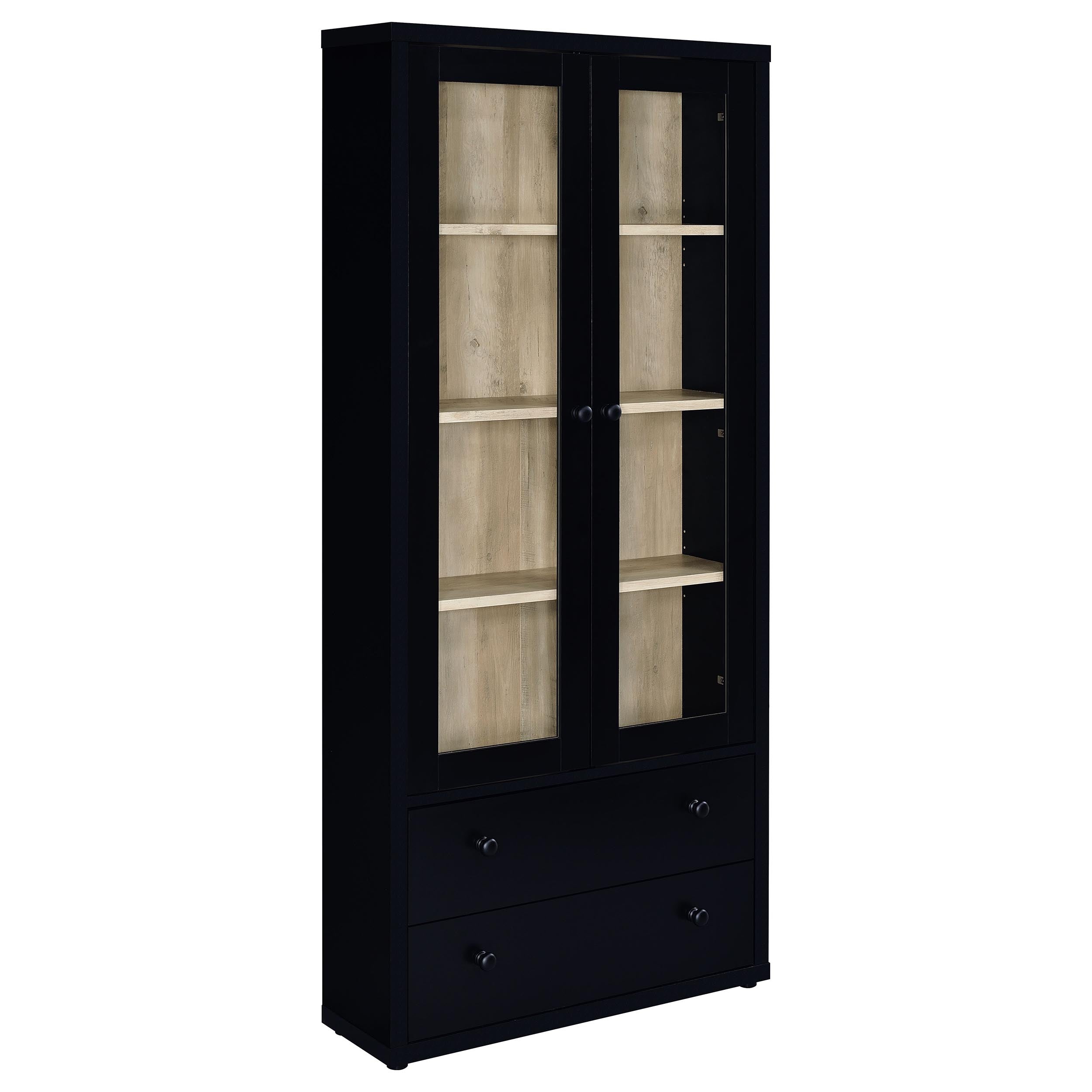 Hawthorne 4-shelf Glass Door Tall Cabinet with Drawers