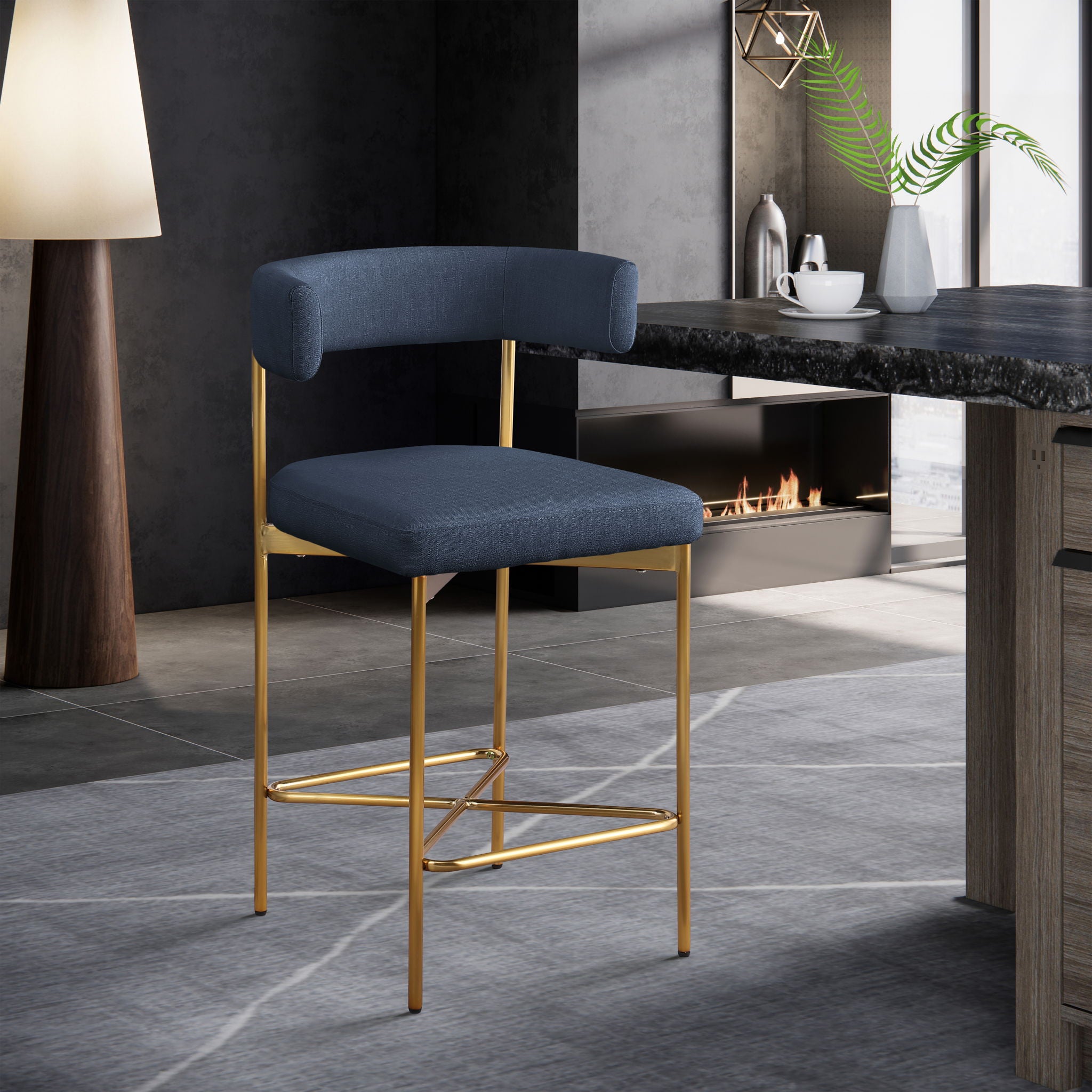 Rivage - Durable Stool With Gold Frame (Set of 2)