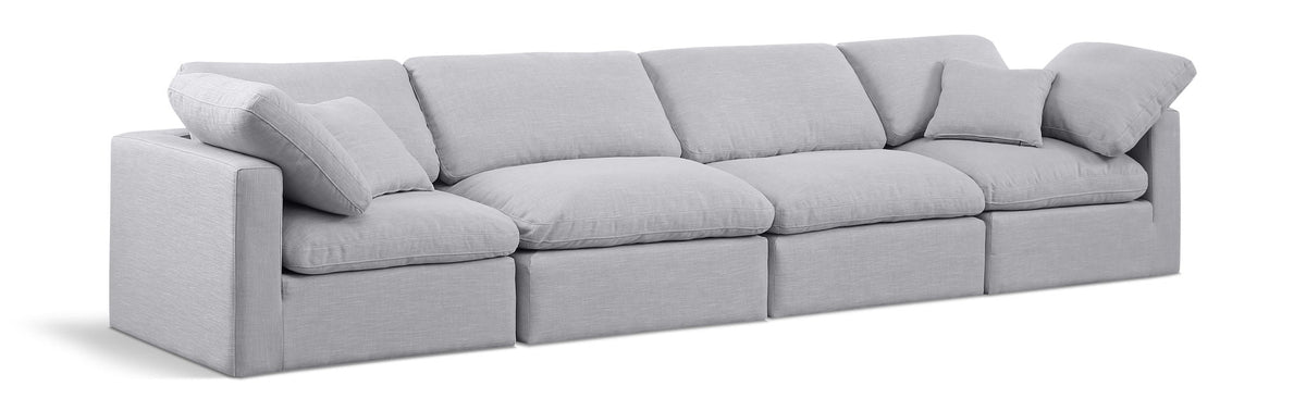 Indulge Linen Modular Sectional — 4-Piece Sofa — Grey