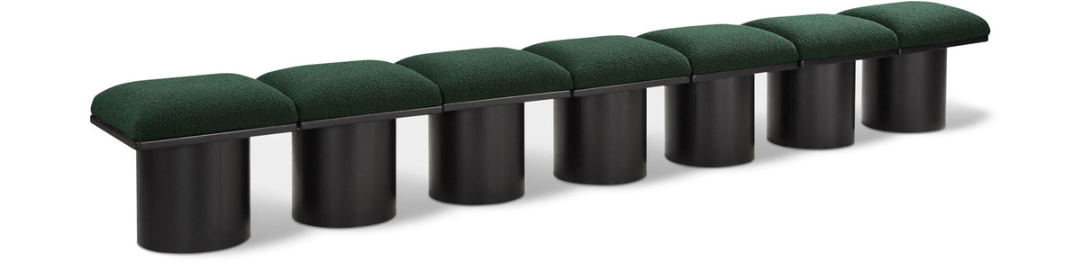 Pavilion Modular Bench 7-Piece Bench, 126"W x 15.5"D — Green / Black Base