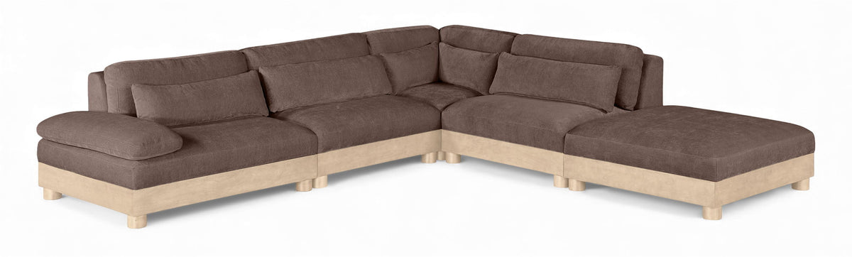 Turin Chenille Modular Sectional — 5-Piece Sectional (120" Wide) — Brown