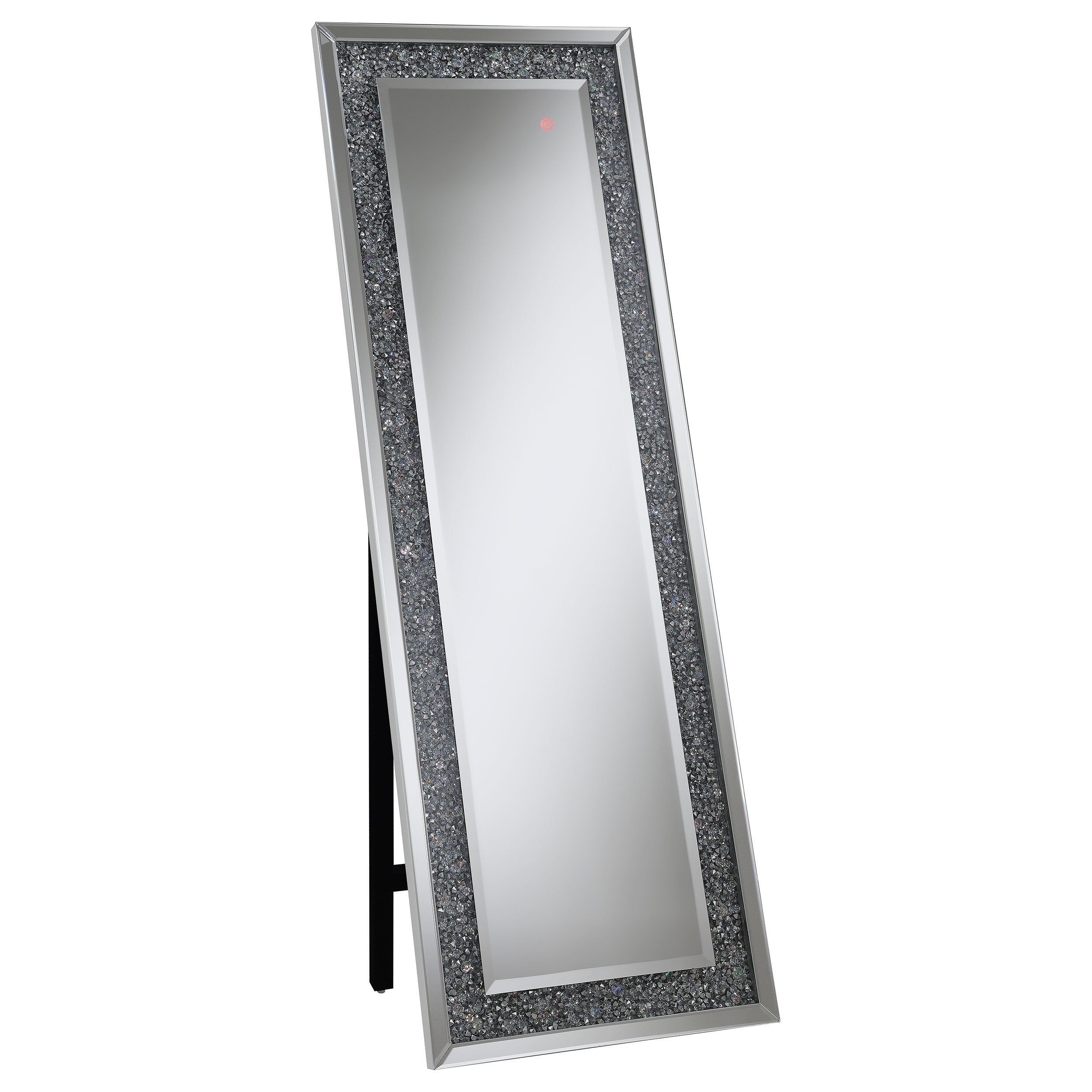 Carisi 22 x 61 Inch Faux Crystal LED Standing Mirror Silver