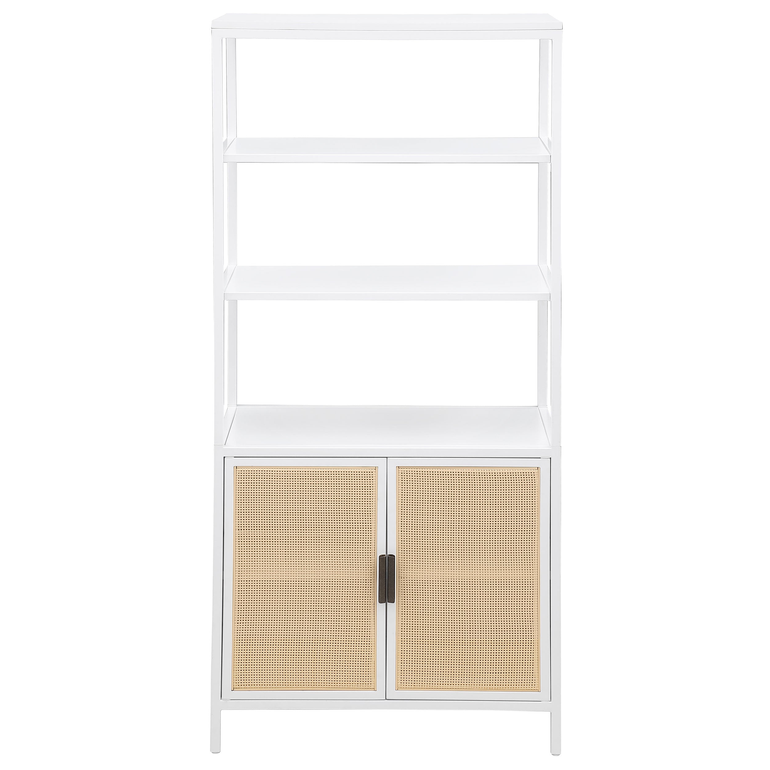 Amherst 3-shelf Radio Weave Cane Metal Accent Cabinet