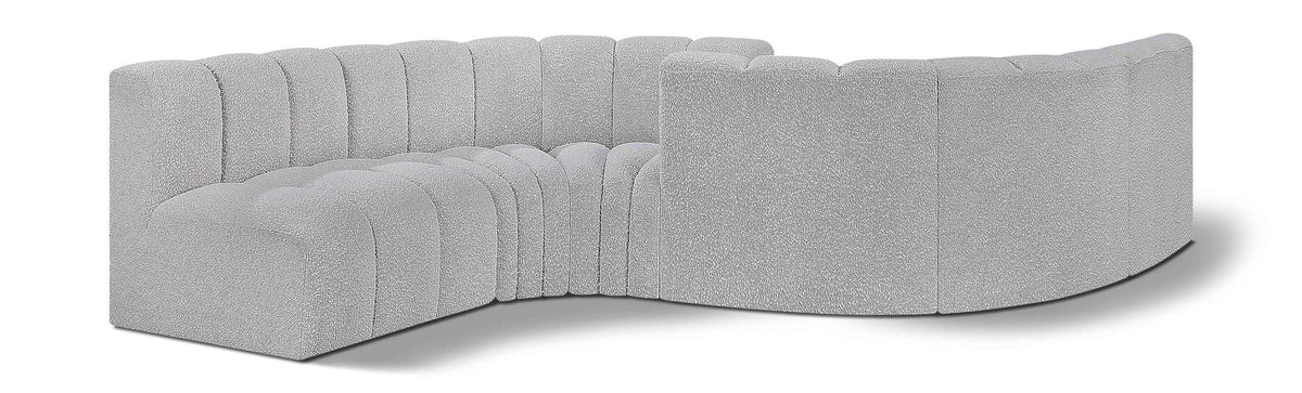 Arc Boucle Modular Sectional — 6-Piece Sofa — Grey