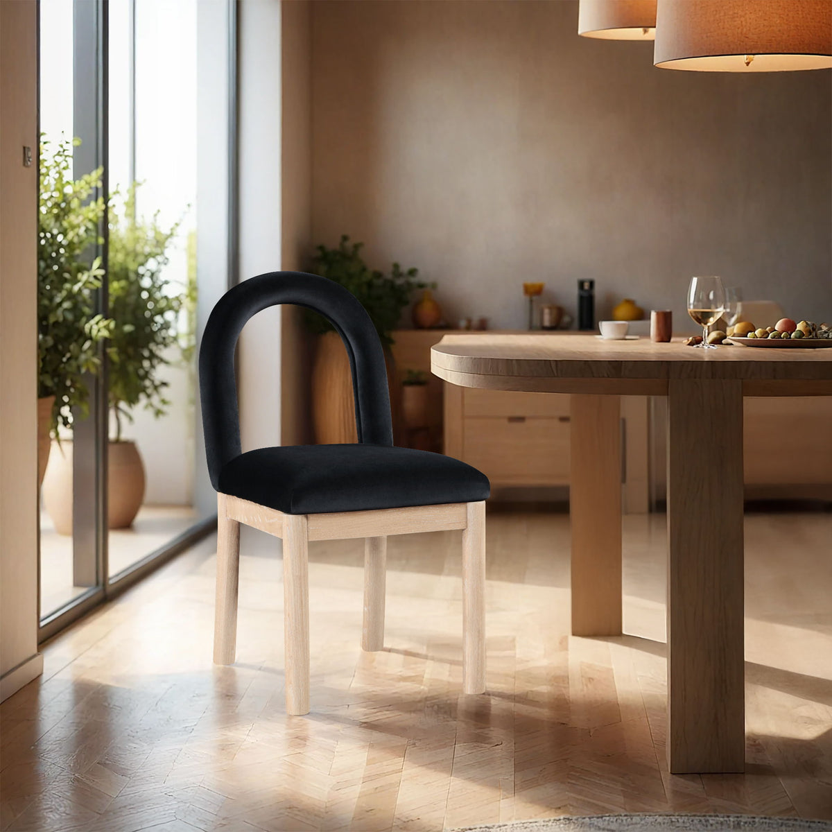 Conrad - Velvet Dining Chair with Natural Legs