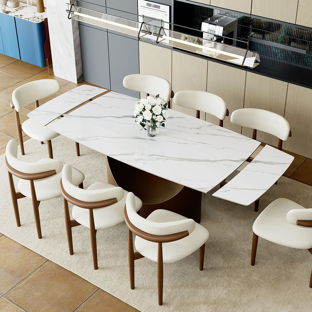 Aman White Sintered Stone Extension Dining Table — 71 to 95 Inches