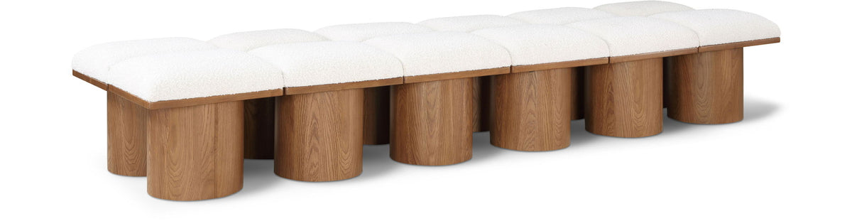 Pavilion Modular Bench 12-Piece Bench, 108"W x 31"D — Cream / Brown Base