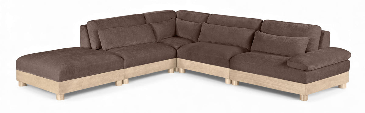 Turin Chenille Modular Sectional — 5-Piece Sectional (127.75" Wide) — Brown
