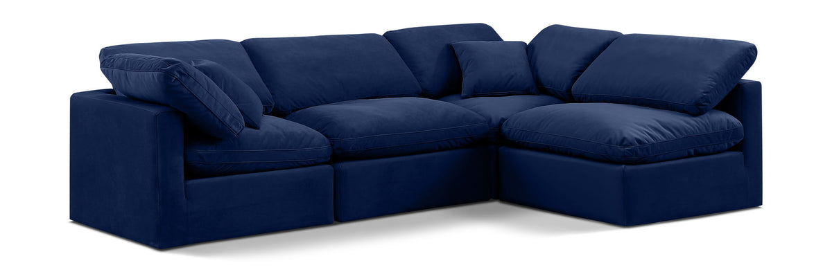 Indulge Velvet Modular Sectional — 4-Piece Sectional — Navy