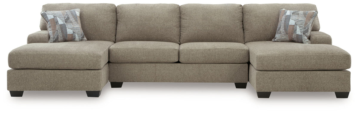 Newellen Beige Modular Sectional — 3-Piece Sleeper Sectional With Double Chaise