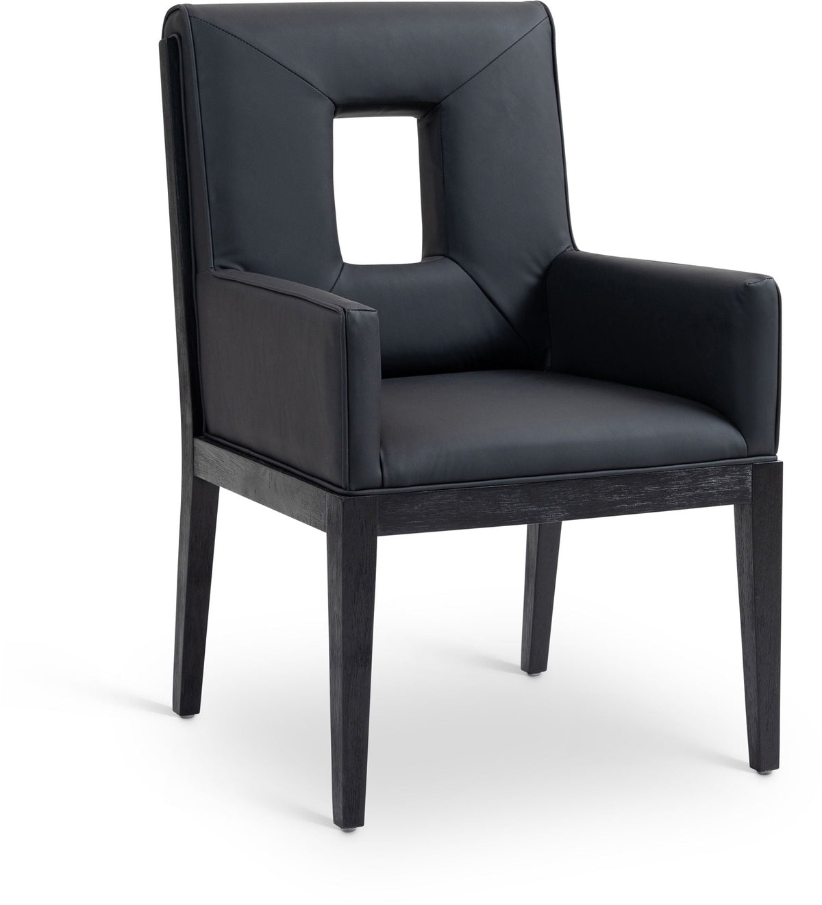 Gwendolyn - Faux Leather Dining Arm Chair with Black Frame