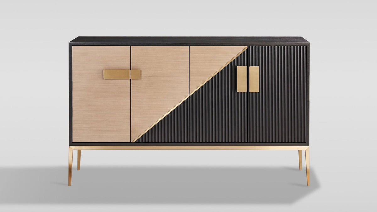 Divolia Grey and Black Sideboard — Four-Door Storage