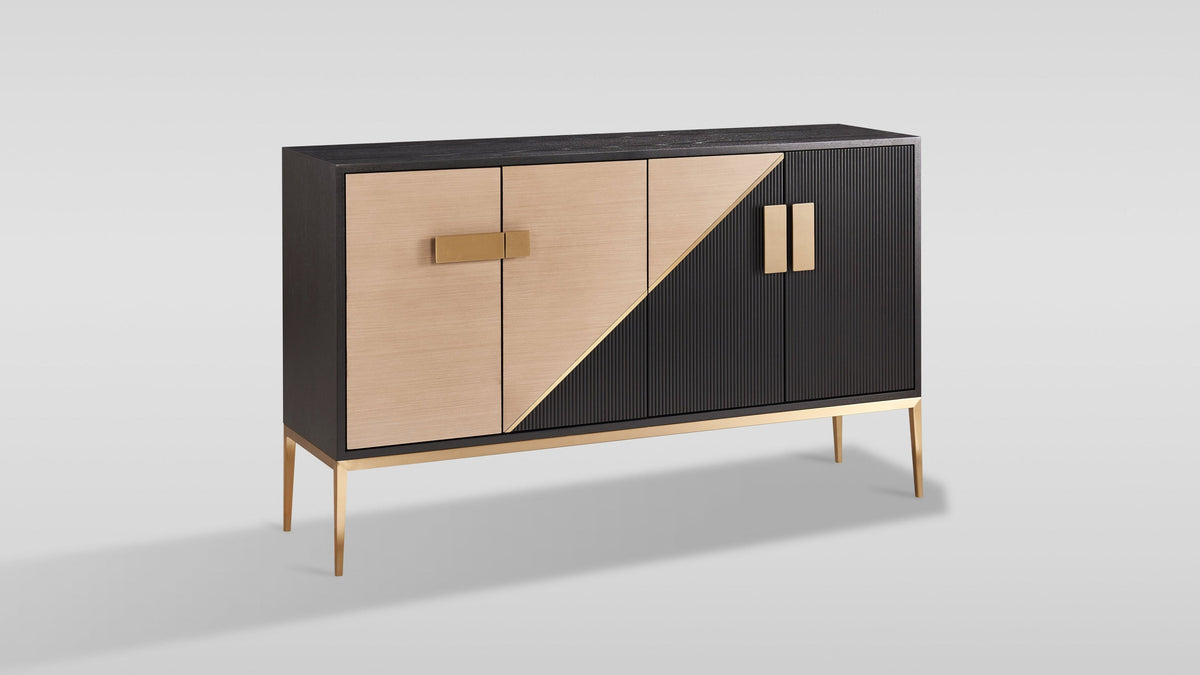 Divolia Grey and Black Sideboard — Four-Door Storage