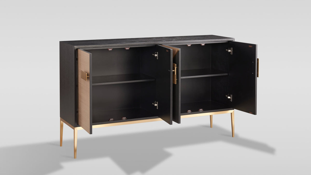 Divolia Grey and Black Sideboard — Four-Door Storage