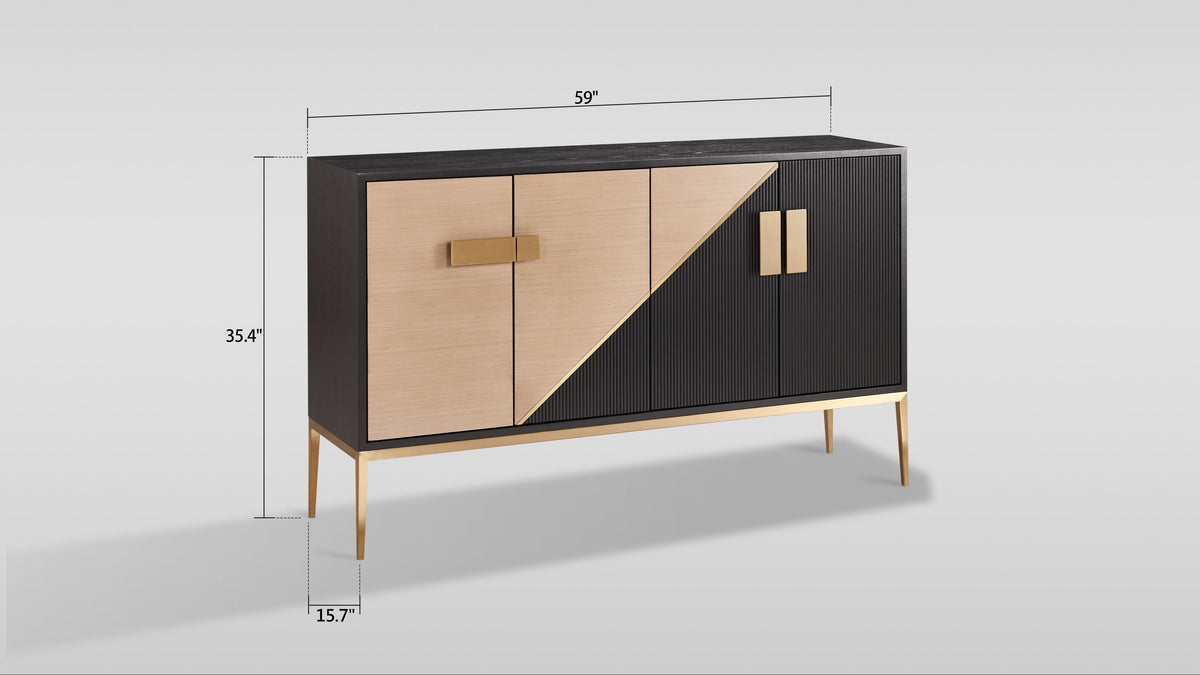 Divolia Grey and Black Sideboard — Four-Door Storage