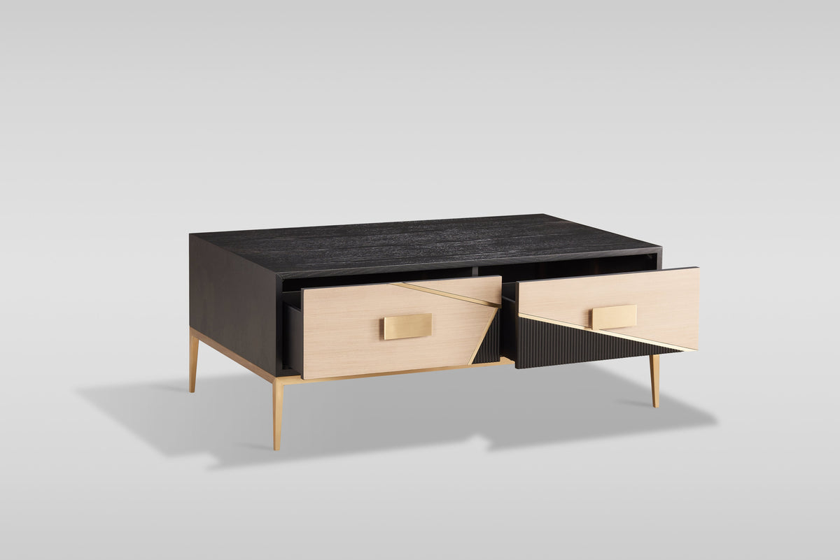 Divolia Black & Grey Coffee Table — Self-Closing Drawers