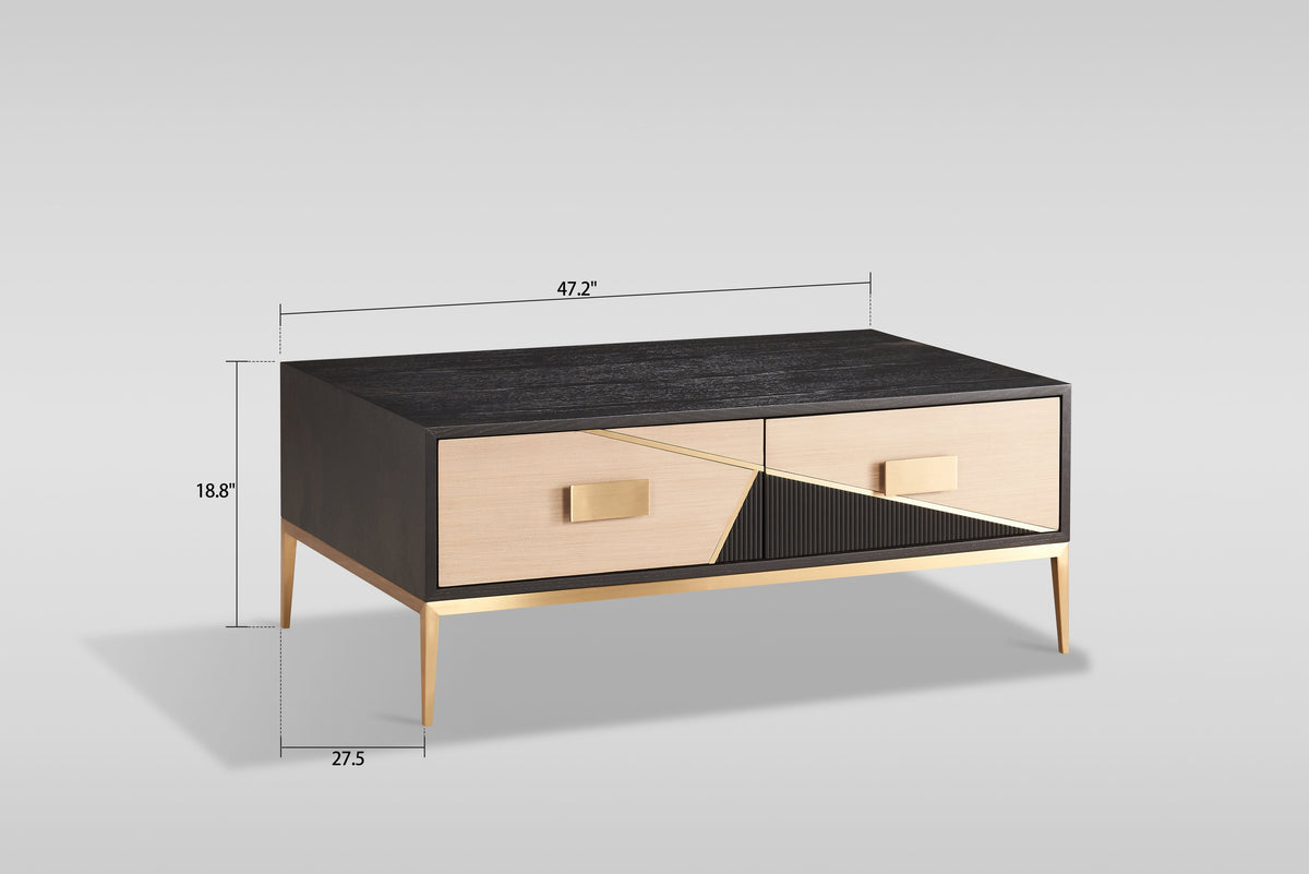 Divolia Black & Grey Coffee Table — Self-Closing Drawers