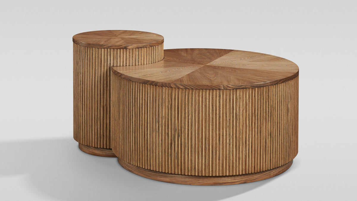 Larisa Natural Elm Wood Coffee and End Table Set