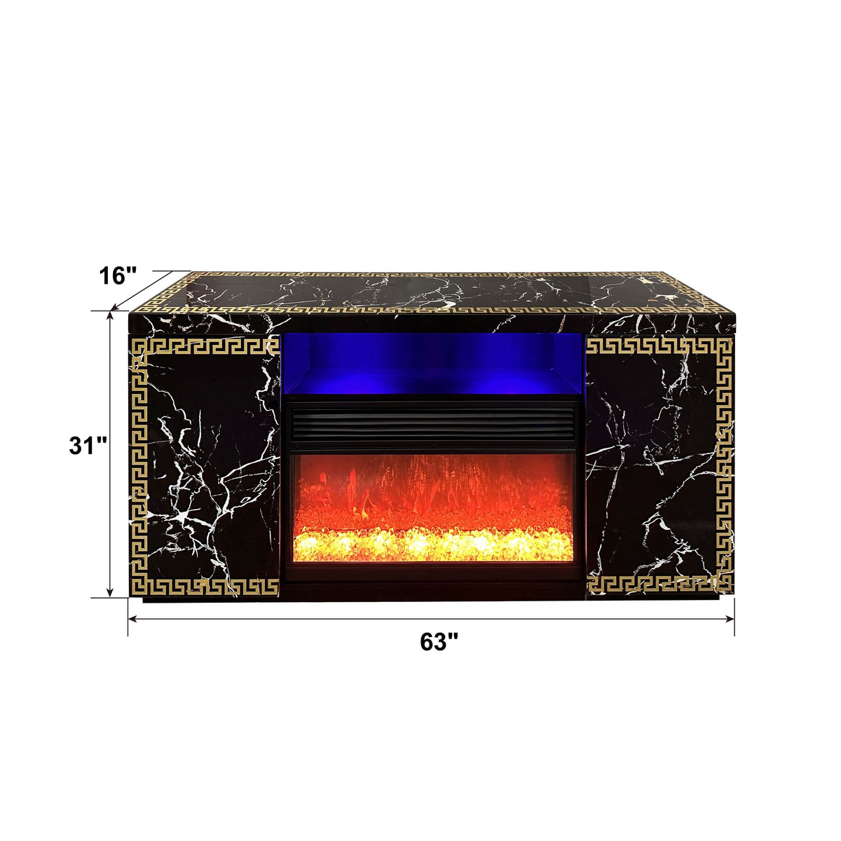 Versa Black TV Stand — Electric Fireplace, LED & Bluetooth