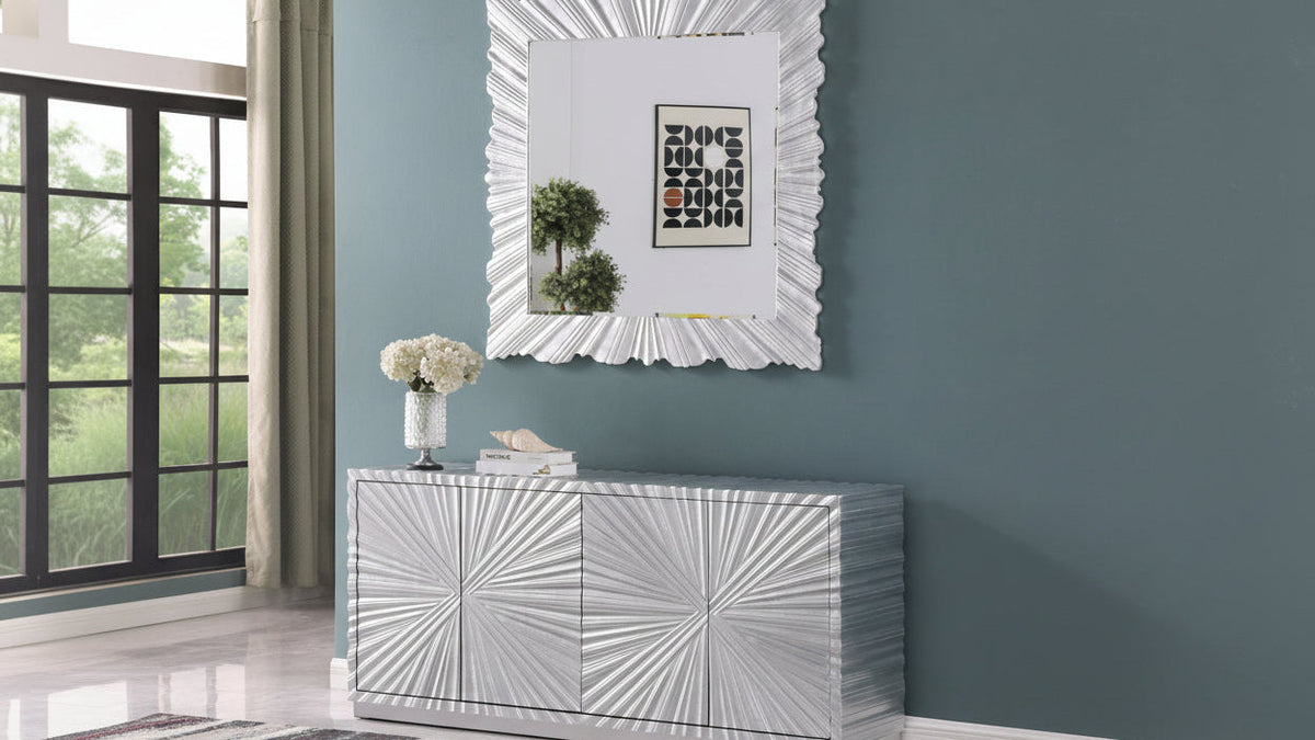 Selene Silver Leaf Console and Mirror Set