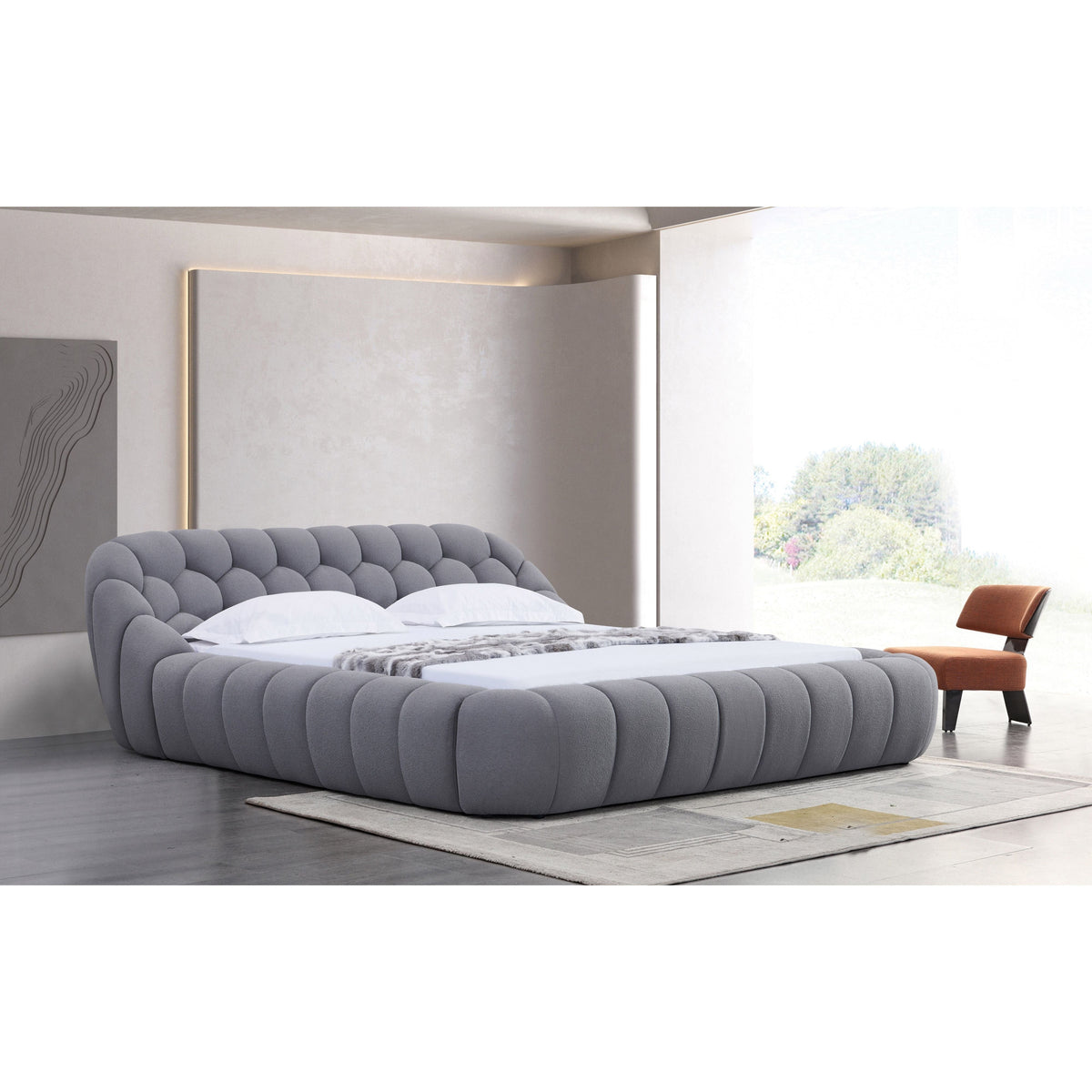 Bubbles Grey Teddy Bed — No Box Spring Needed
