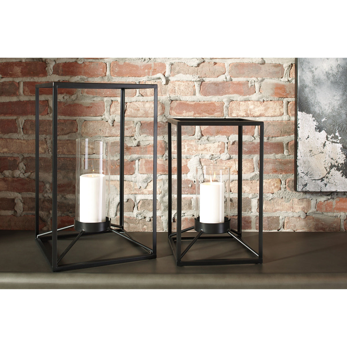 Dimtrois Black 2-Piece Lantern Set