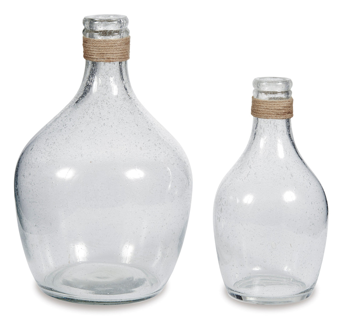 Marcin Clear Seeded Glass Vase Set of 2