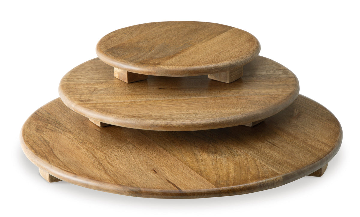Kaidler Honey Brown Wood Serving Tray Set of 3