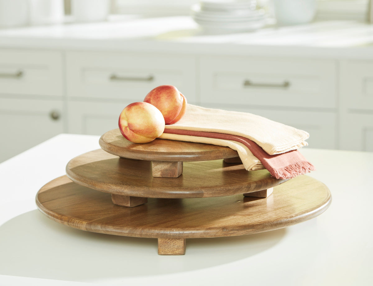 Kaidler Honey Brown Wood Serving Tray Set of 3