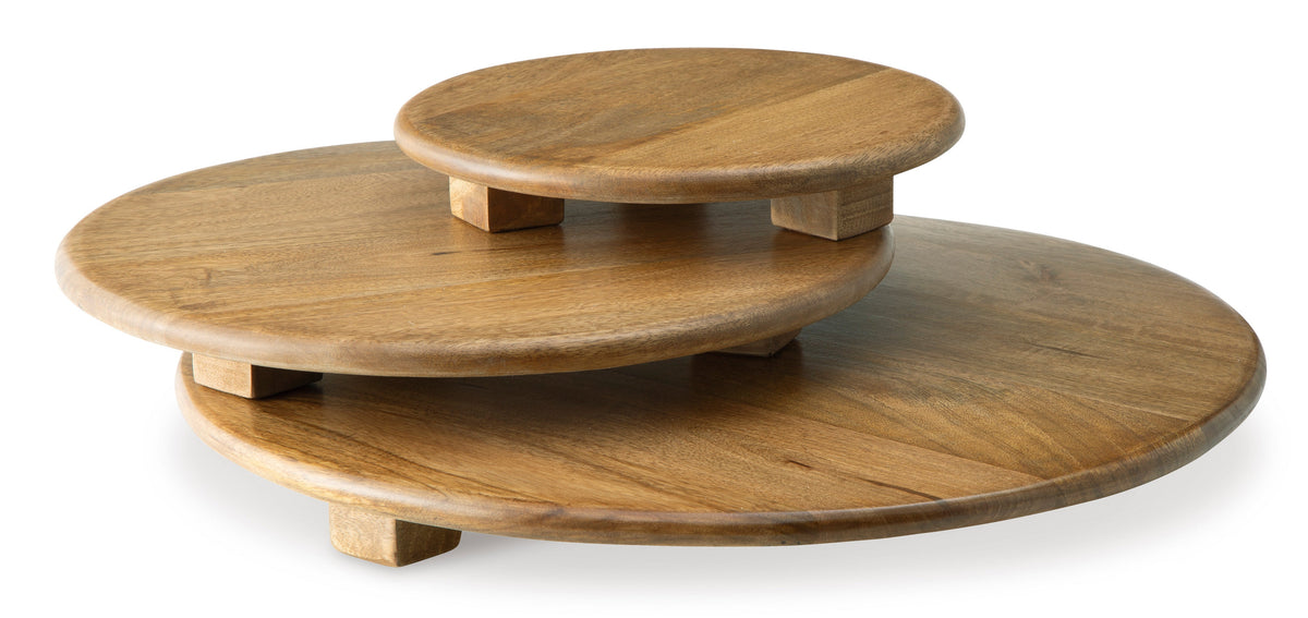 Kaidler Honey Brown Wood Serving Tray Set of 3