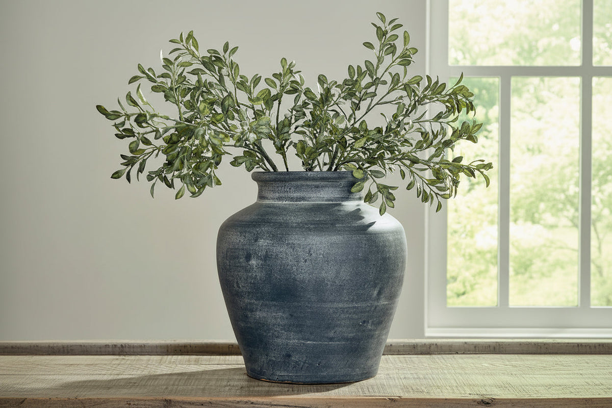 Meadie Distressed Blue Terra Cotta Vase