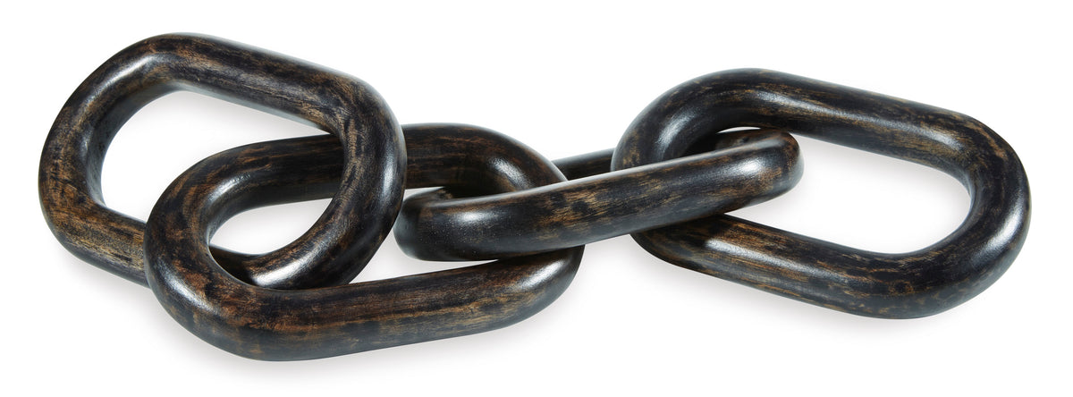 Mardelby Distressed Black Wood Ring Sculpture