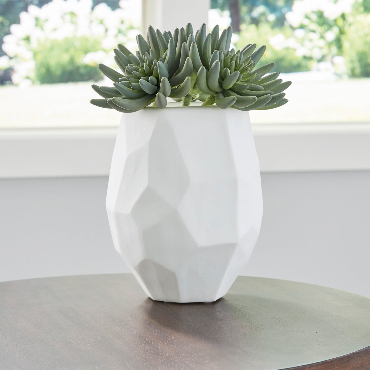 Karenton White Hand-Carved Glass Vase