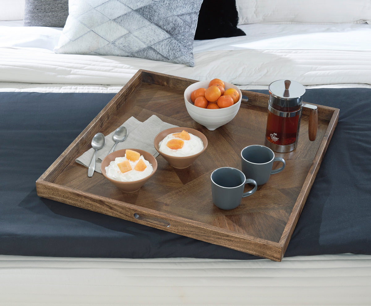 Heddford Oversized Brown Serving Tray