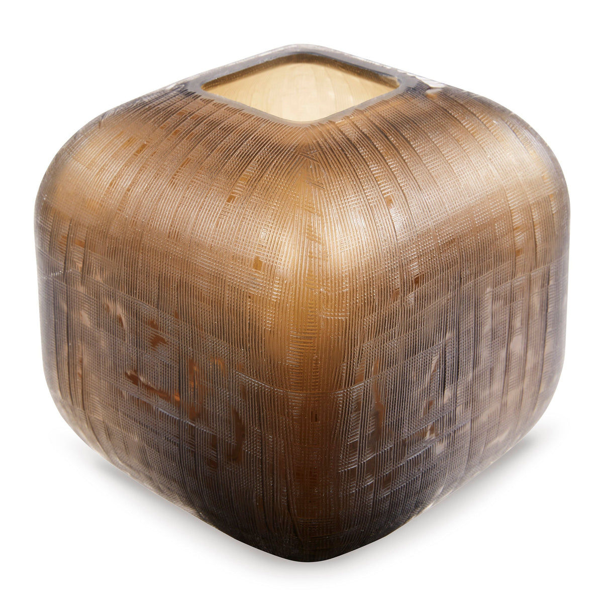 Capard Brown Grid-Textured Glass Vase