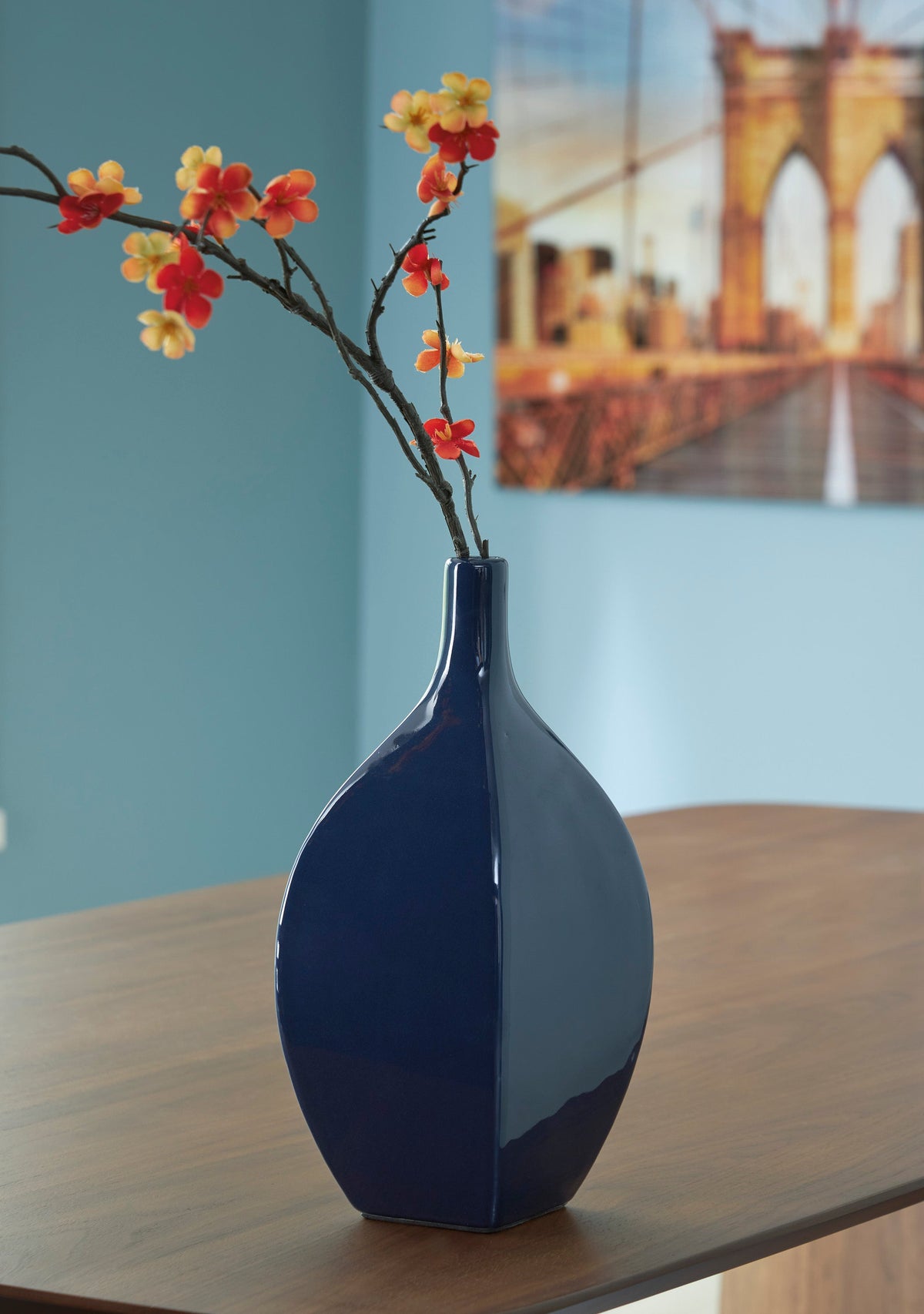 Abtinson Navy Ceramic Vase — Indoor/Outdoor