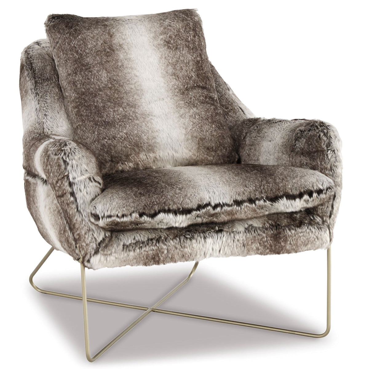 Wildau Gray Faux Fur Accent Chair
