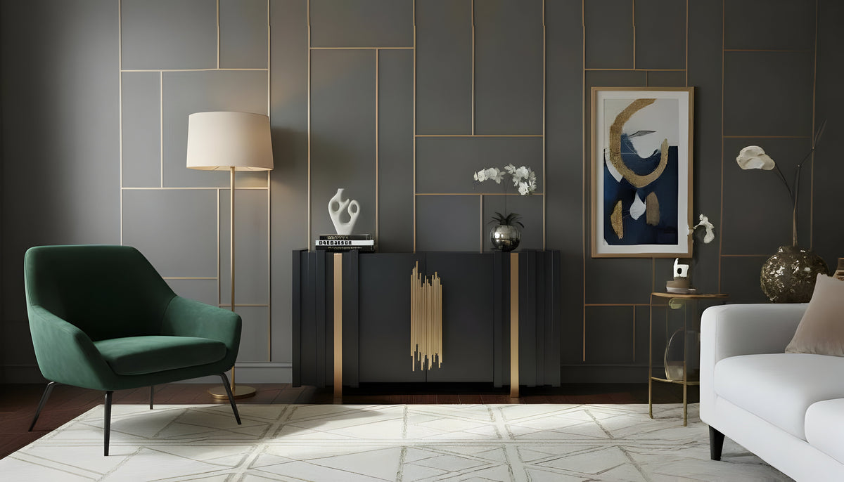Aurea Black and Gold Sideboard — Adjustable Shelf Storage