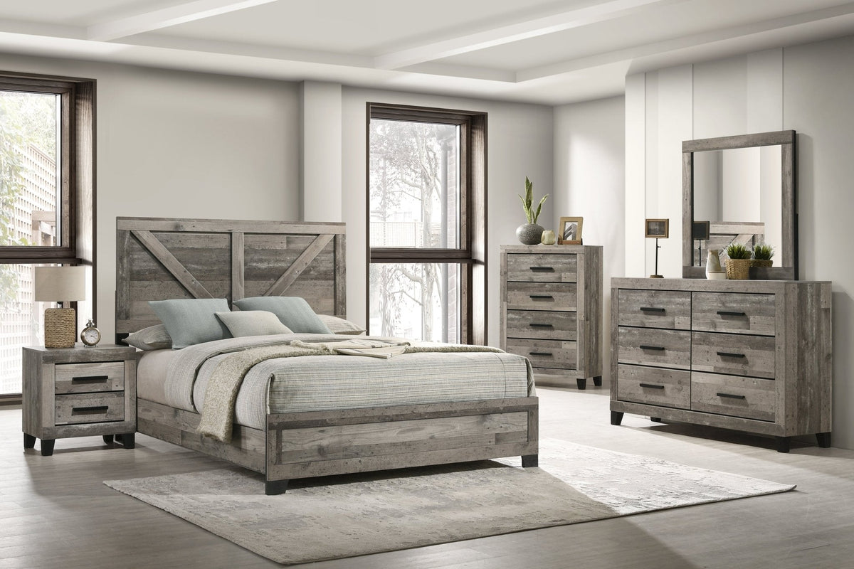 Balo Grey Bedroom Set — Dresser, Mirror, Nightstand & Chest