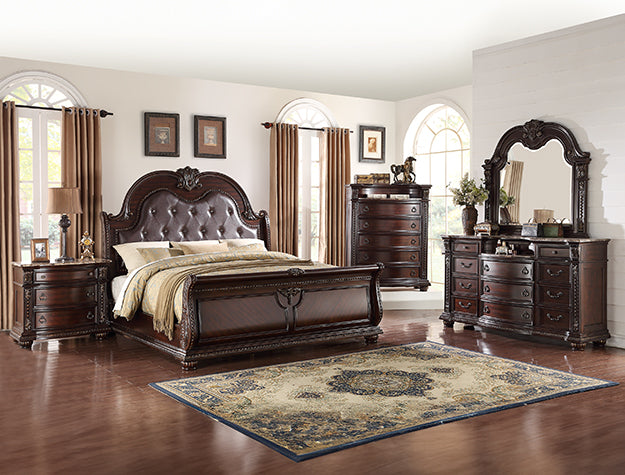 Stanley Bedroom Collection — Tufted Bed & Marble Tops
