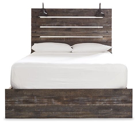 Drystan Rustic Bedroom Set — Lighted Headboard with USB